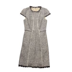 Rebecca Taylor 0 Cap Sleeve Dress Tweed Lined (poly) Fringe Hem Polyester Blend